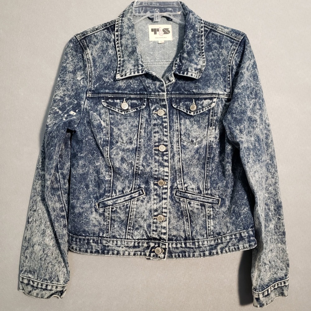 Thread & Supply Women's Large 90s Acid Wash Denim Trucker Jacket Blue JK3090